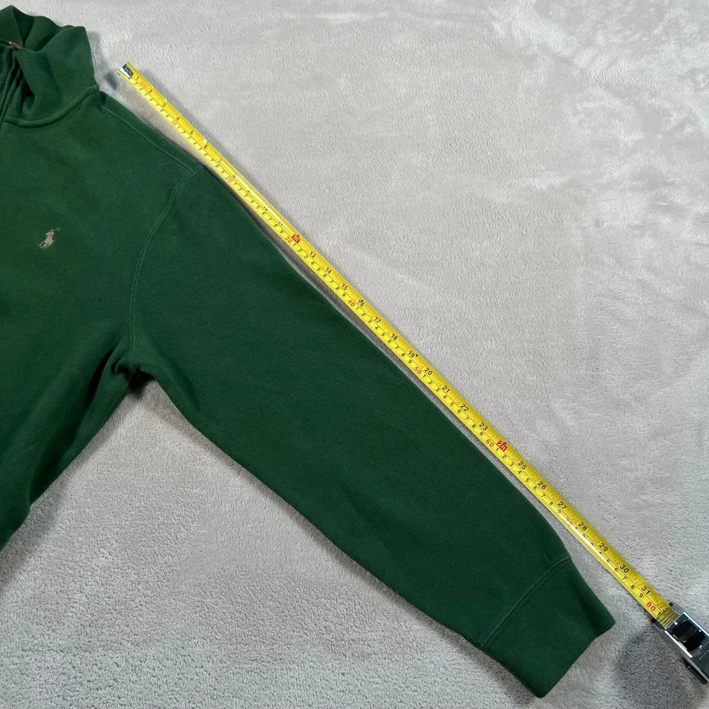 Polo Ralph Lauren Sweater Mens Size Large Green Quarter Zip Pullover Cotton 90s